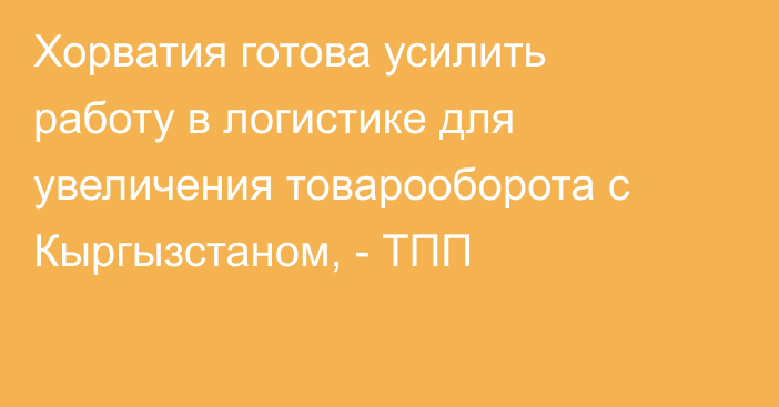 Хорватия готова усилить работу в логистике для увеличения товарооборота с Кыргызстаном, - ТПП