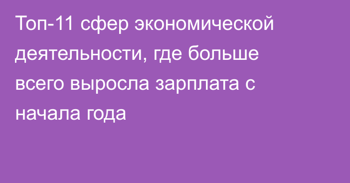 Топ-11 сфер экономической деятельности, где больше всего выросла зарплата с начала года