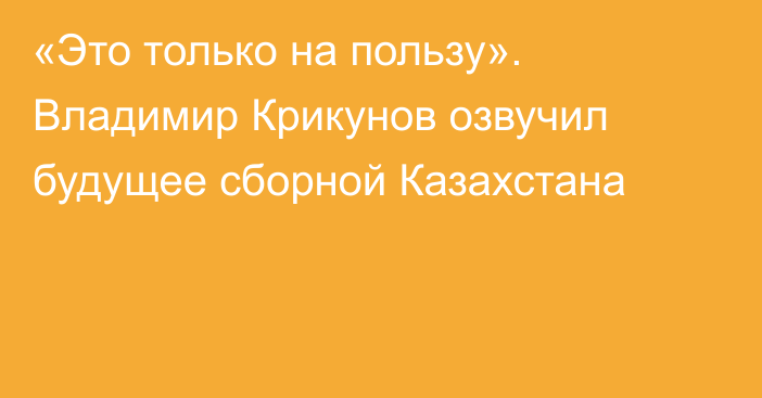 «Это только на пользу». Владимир Крикунов озвучил будущее сборной Казахстана