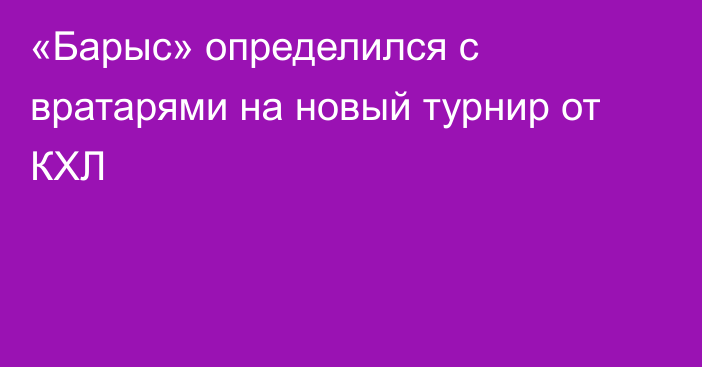 «Барыс» определился с вратарями на новый турнир от КХЛ