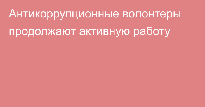 Антикоррупционные волонтеры продолжают активную работу