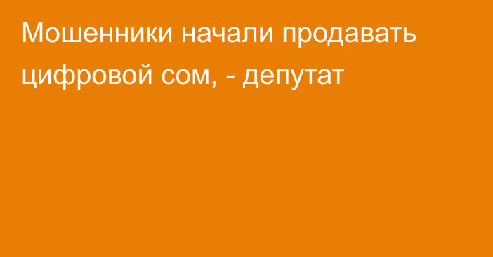 Мошенники начали продавать цифровой сом, - депутат