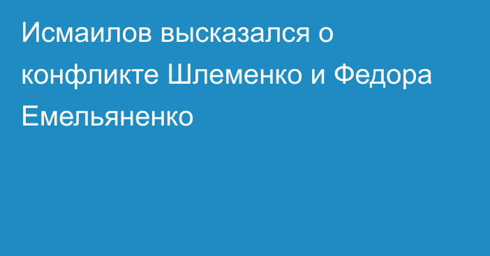 Исмаилов высказался о конфликте Шлеменко и Федора Емельяненко