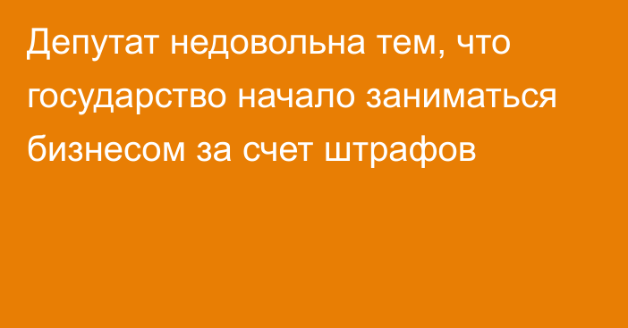 Депутат недовольна тем, что государство начало заниматься бизнесом за счет штрафов