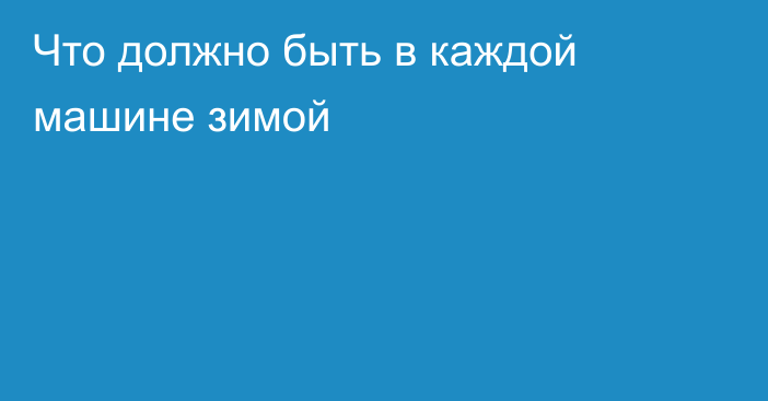 Что должно быть в каждой машине зимой