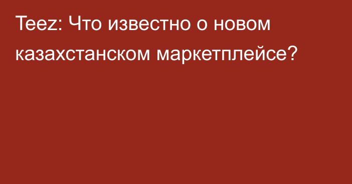 Teez: Что известно о новом казахстанском маркетплейсе?