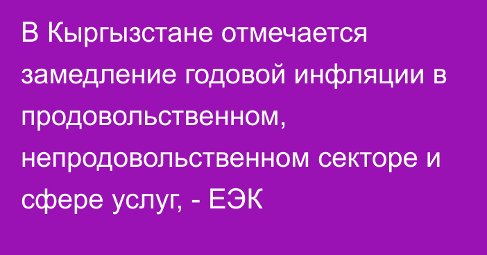 В Кыргызстане отмечается замедление годовой инфляции в продовольственном, непродовольственном секторе и сфере услуг, - ЕЭК