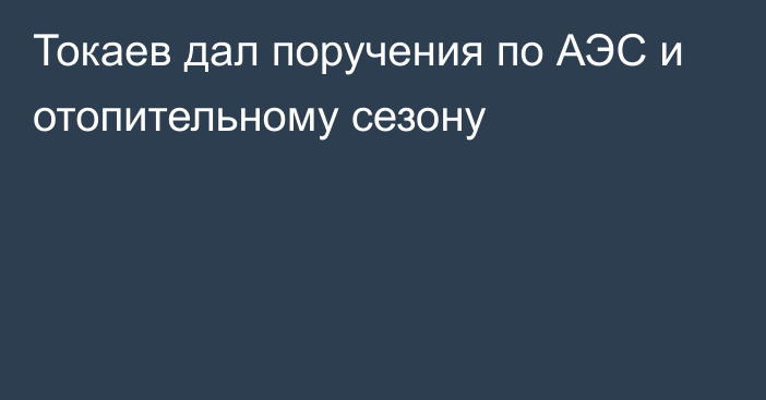 Токаев дал поручения по АЭС и отопительному сезону