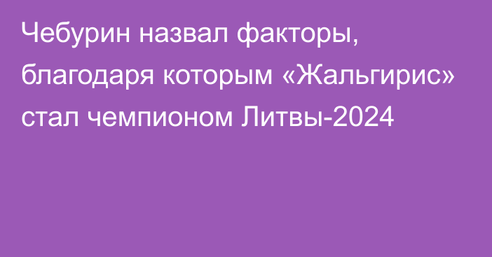 Чебурин назвал факторы, благодаря которым «Жальгирис» стал чемпионом Литвы-2024