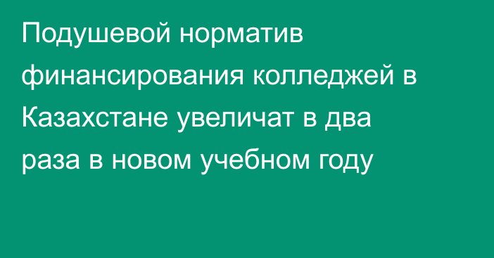 Подушевой норматив финансирования колледжей в Казахстане увеличат в два раза в новом учебном году