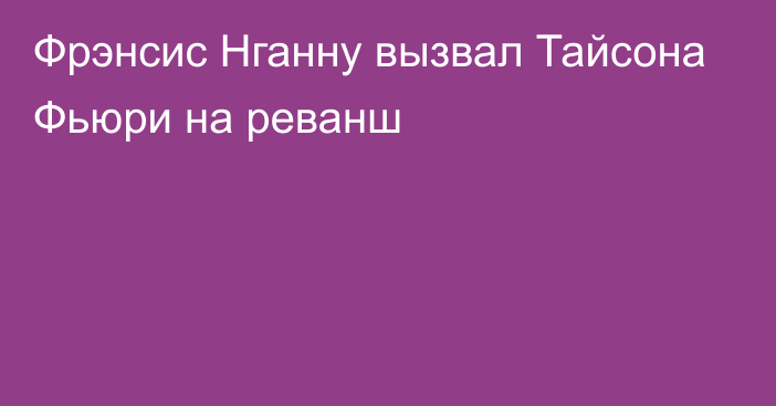 Фрэнсис Нганну вызвал Тайсона Фьюри на реванш