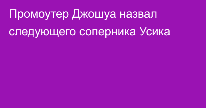 Промоутер Джошуа назвал следующего соперника Усика