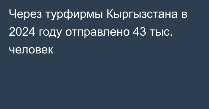 Через турфирмы Кыргызстана в 2024 году отправлено 43 тыс. человек