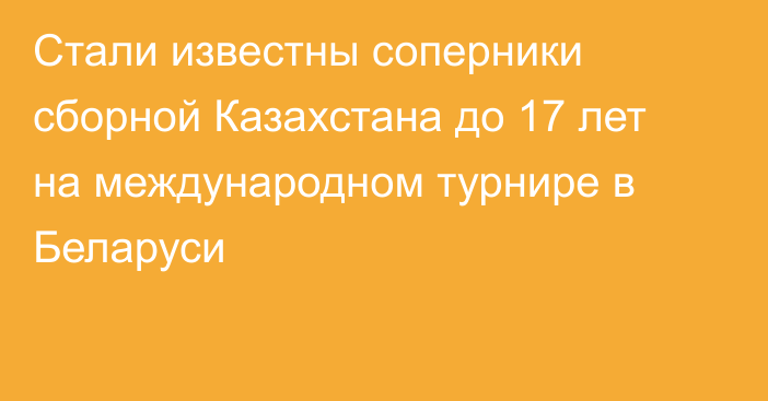 Стали известны соперники сборной Казахстана до 17 лет на международном турнире в Беларуси