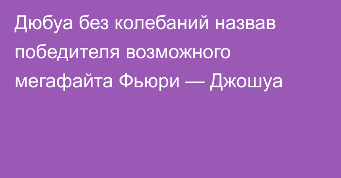 Дюбуа без колебаний назвав победителя возможного мегафайта Фьюри — Джошуа