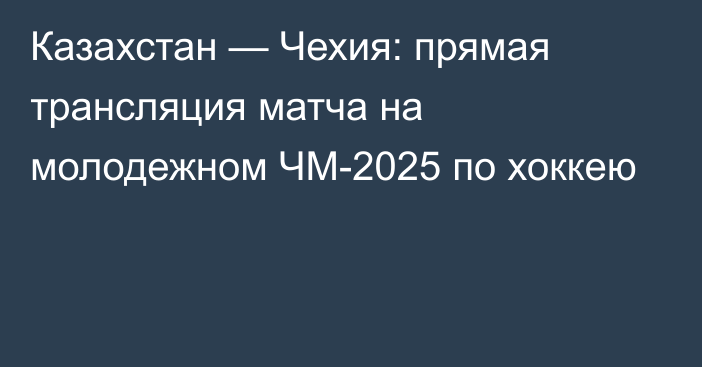 Казахстан — Чехия: прямая трансляция матча на молодежном ЧМ-2025 по хоккею