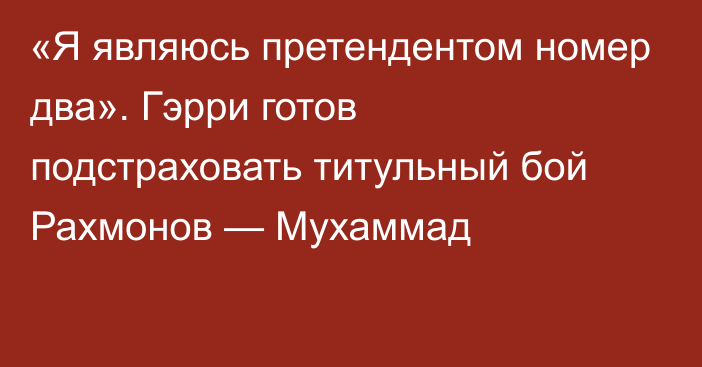 «Я являюсь претендентом номер два». Гэрри готов подстраховать титульный бой Рахмонов — Мухаммад