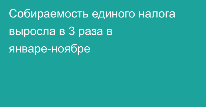 Собираемость единого налога выросла в 3 раза в январе-ноябре