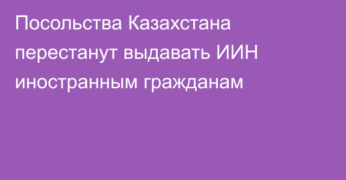 Посольства Казахстана перестанут выдавать ИИН иностранным гражданам