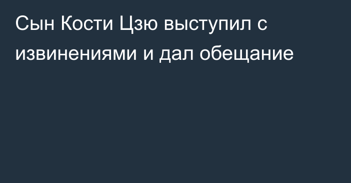 Сын Кости Цзю выступил с извинениями и дал обещание