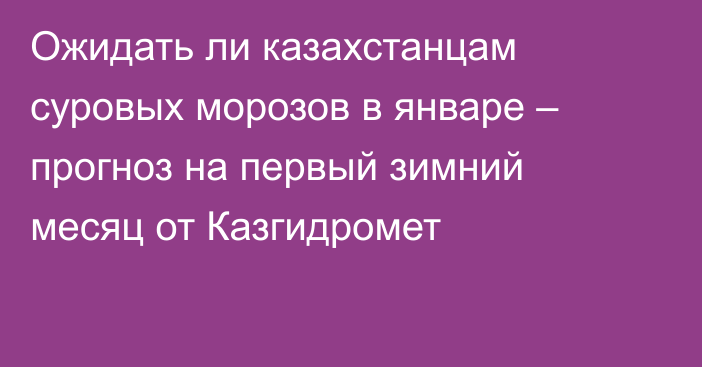 Ожидать ли казахстанцам суровых морозов в январе – прогноз на первый зимний месяц от Казгидромет