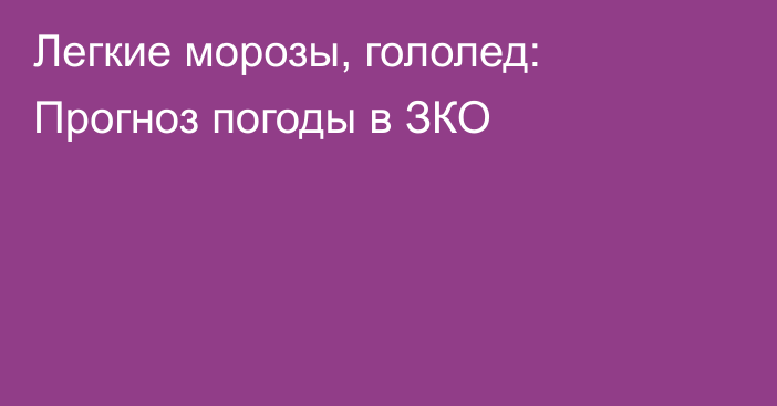 Легкие морозы, гололед: Прогноз погоды в ЗКО