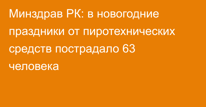 Минздрав РК: в новогодние праздники от пиротехнических средств пострадало 63 человека