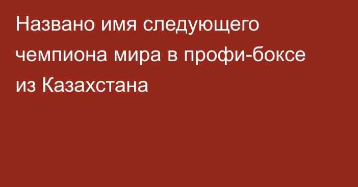 Названо имя следующего чемпиона мира в профи-боксе из Казахстана