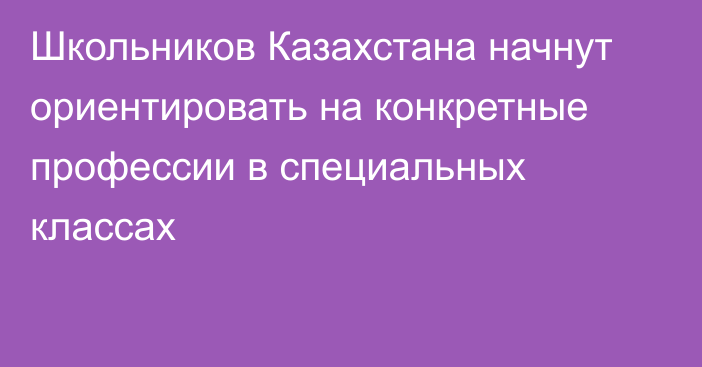 Школьников Казахстана начнут ориентировать на конкретные профессии в специальных классах