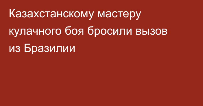 Казахстанскому мастеру кулачного боя бросили вызов из Бразилии