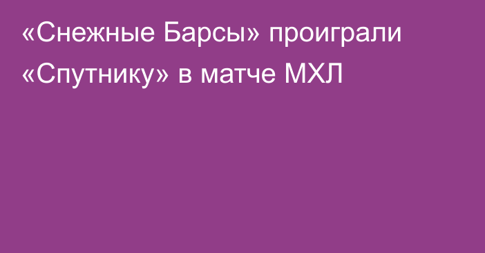 «Снежные Барсы» проиграли «Спутнику» в матче МХЛ