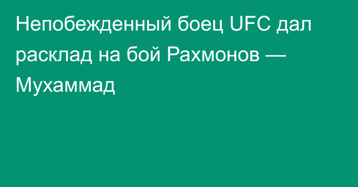 Непобежденный боец UFC дал расклад на бой Рахмонов — Мухаммад