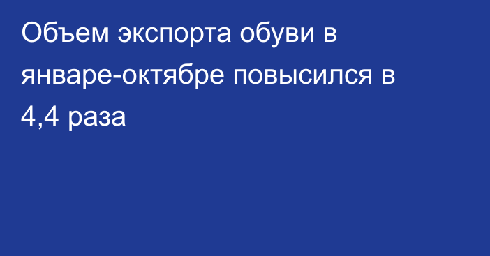 Объем экспорта обуви в январе-октябре повысился в 4,4 раза