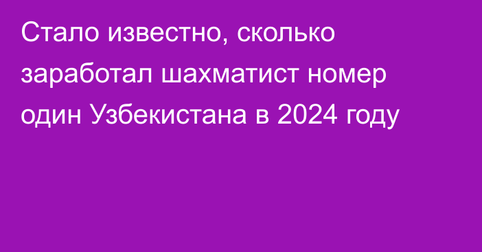 Стало известно, сколько заработал шахматист номер один Узбекистана в 2024 году