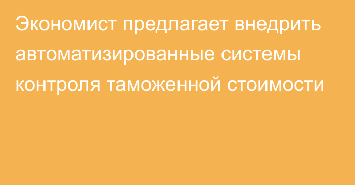 Экономист предлагает внедрить автоматизированные системы контроля таможенной стоимости