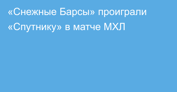 «Снежные Барсы» проиграли «Спутнику» в матче МХЛ