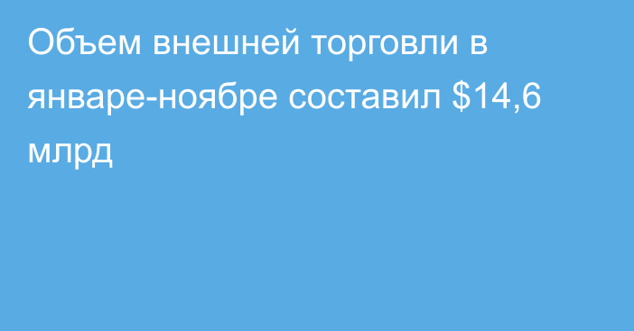 Объем внешней торговли в январе-ноябре составил $14,6 млрд