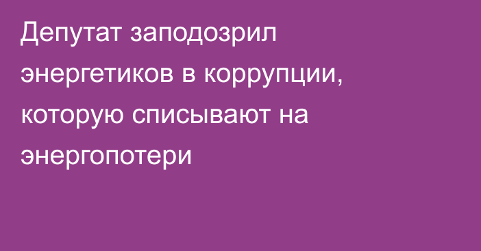 Депутат заподозрил энергетиков в коррупции, которую списывают на энергопотери