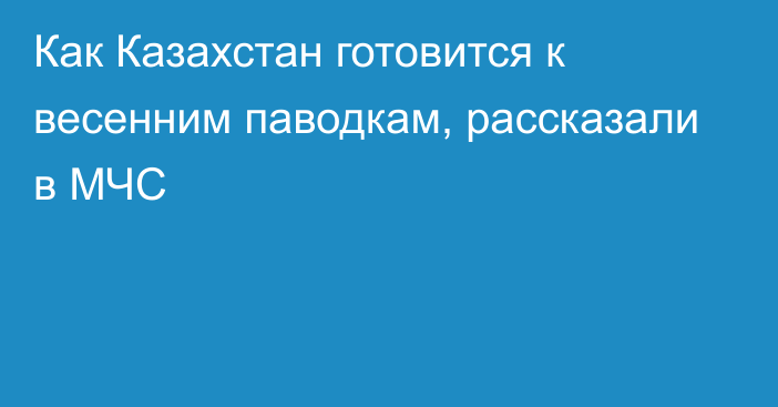 Как Казахстан готовится к весенним паводкам, рассказали в МЧС