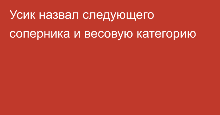 Усик назвал следующего соперника и весовую категорию