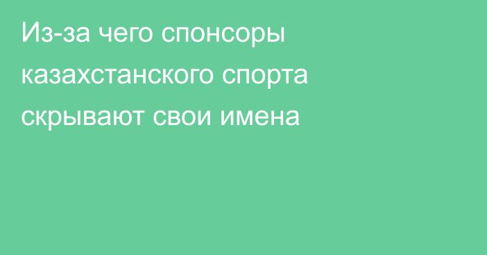 Из-за чего спонсоры казахстанского спорта скрывают свои имена