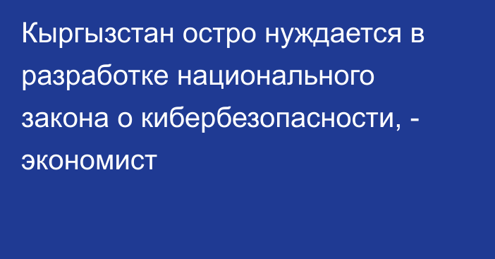 Кыргызстан остро нуждается в разработке национального закона о кибербезопасности, -  экономист