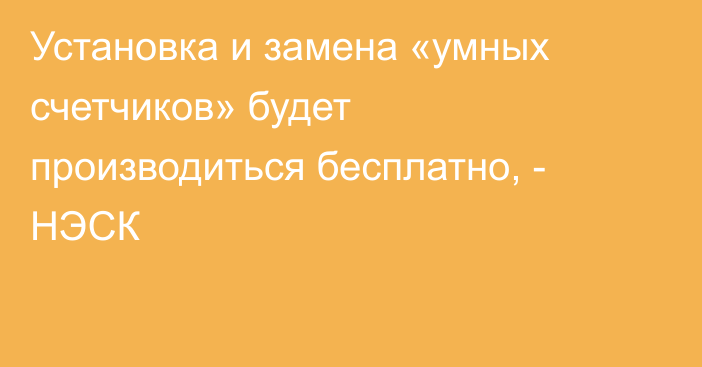 Установка и замена «умных счетчиков» будет производиться бесплатно, - НЭСК