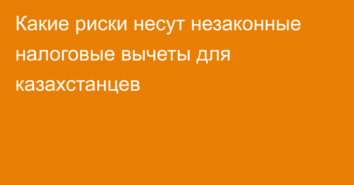 Какие риски несут незаконные налоговые вычеты для казахстанцев