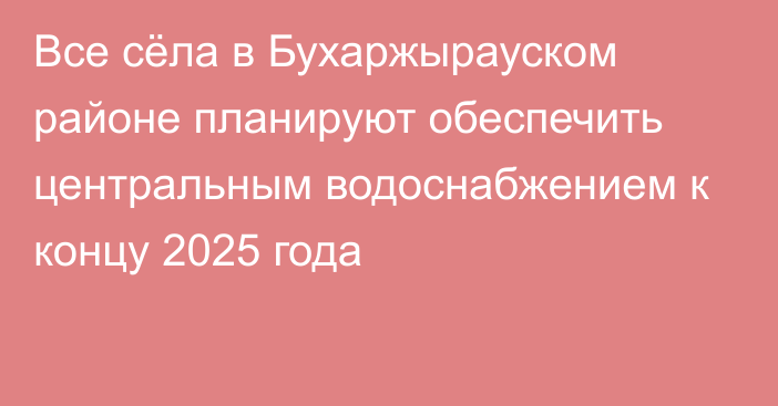 Все сёла в Бухаржырауском районе планируют обеспечить центральным водоснабжением к концу 2025 года