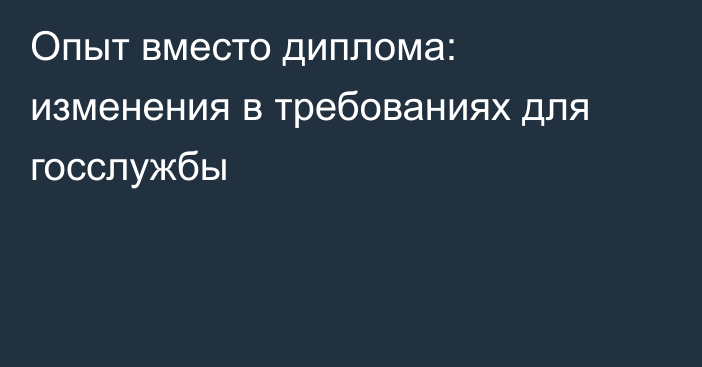 Опыт вместо диплома: изменения в требованиях для госслужбы