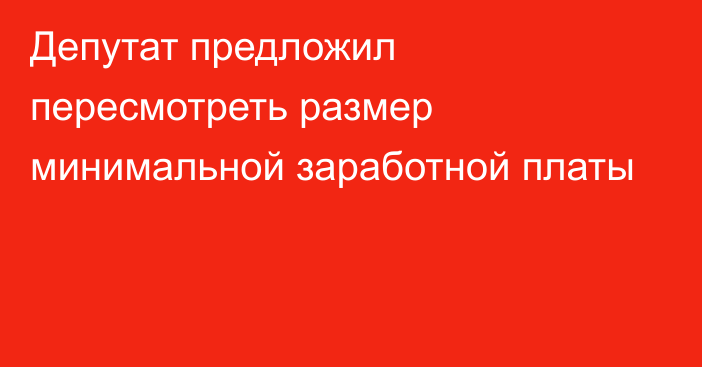 Депутат предложил пересмотреть размер минимальной заработной платы