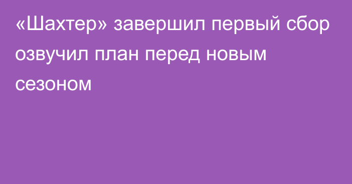 «Шахтер» завершил первый сбор озвучил план перед новым сезоном