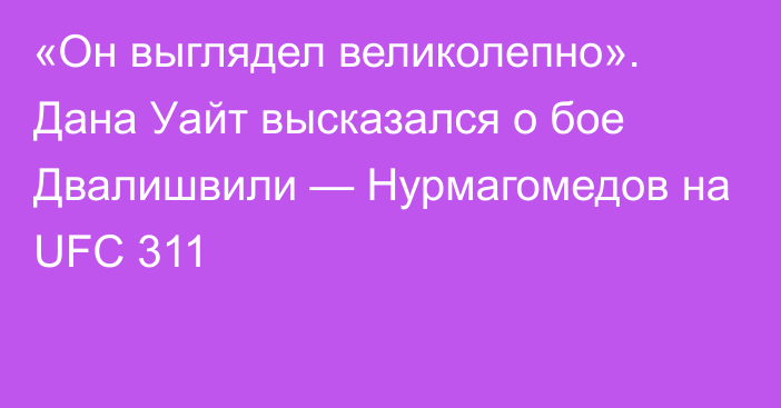 «Он выглядел великолепно». Дана Уайт высказался о бое Двалишвили — Нурмагомедов на UFC 311