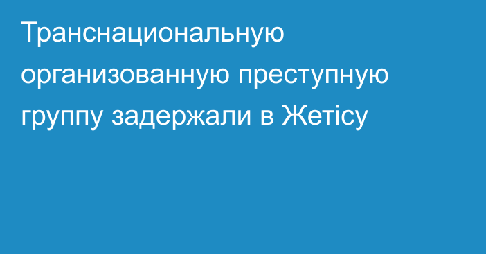 Транснациональную организованную преступную группу задержали в Жетісу